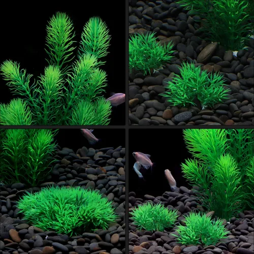 Vista 6 de MyLifeUNIT Plantas de acuario, decoraciones artificiales de acuario para decoración de peceras, paquete de 4