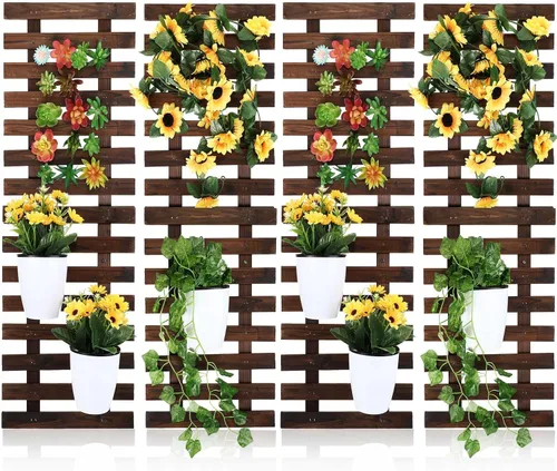 Vista 8 de Weysat 4 macetas de pared de madera para orquídeas colgantes para plantas de interior, soporte de pared, soporte para plantas, soporte para plantas