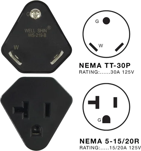 Vista 2 de Conntek Adaptador de Enchufe RV de 30 Amperios Macho a Enchufe de 15/20 Amperios