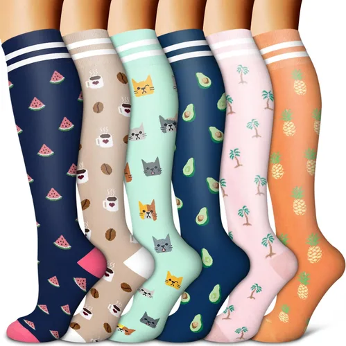 Vista 16 de Copper Compression Socks for Women & Men (6 pairs) - Best Support for Nurses, Running, Hiking, Recovery 01 Rayas Negras