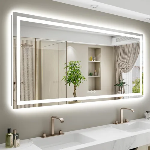Vista 14 de Espejo de baño LED de 20 x 30 pulgadas con luces delanteras y retroiluminadas, espejo de tocador iluminado para pared de baño con 3