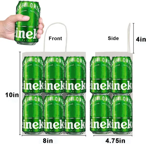 Vista 5 de Toovip Cada paquete de 100 bolsas pequeñas de papel kraft marrón y blanco medio con asas a granel