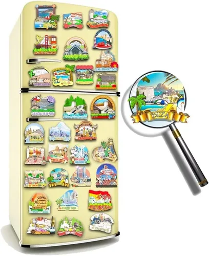 Vista 4 de Imán de madera para nevera de Ibiza de España Ibiza Monumentos 3D de Viaje Coleccionables Recuerdos Decoración Hecho a Mano -93