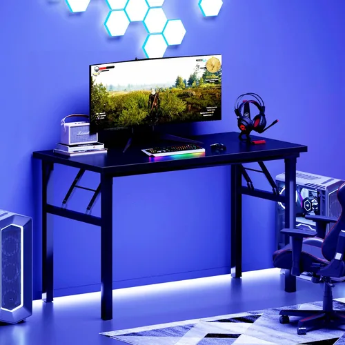 Vista 172 de DlandHome Escritorio plegable pequeño de 31.5 pulgadas, escritorio de computadora para oficina en casa, mesa plegable para espacios pequeños,