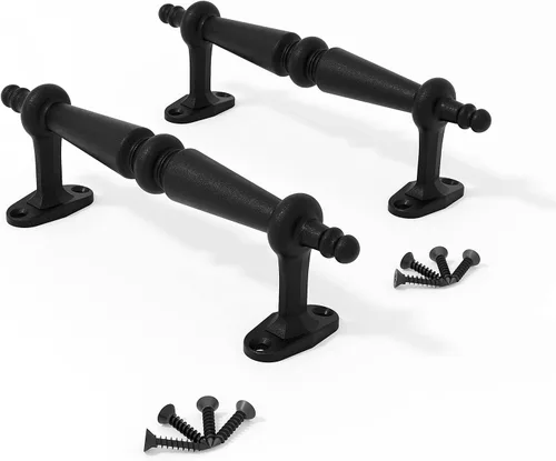 Vista 10 de EaseLife Manija de puerta de granero de 9 pulgadas, agarre de aluminio negro rústico, manijas de puerta, fácil instalación