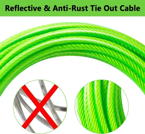Vista 5 de Cable de amarre para perros de 10 pies a 500 libras, cables resistentes para perros y patios con gancho giratorio, línea de correa para perros