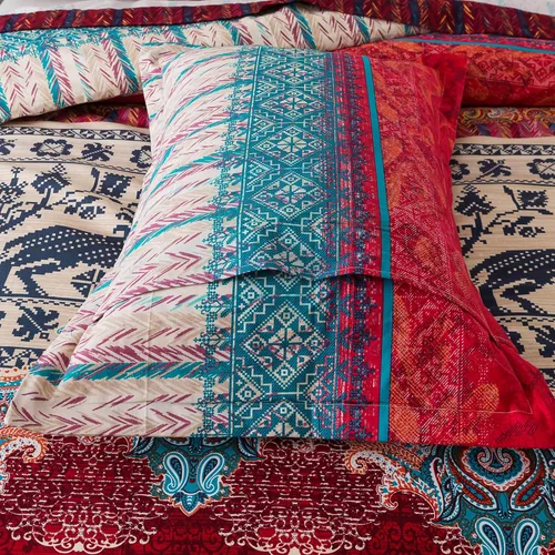 Vista 7 de FADFAY Juego de funda de edredón exótica bohemia, tamaño Queen, 100% algodón cepillado, suave, bohemio, estampado étnico, colorido, reversible