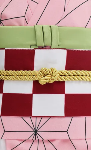 Vista 4 de Miccostumes Disfraz de kimono para niña con pieza de bambú