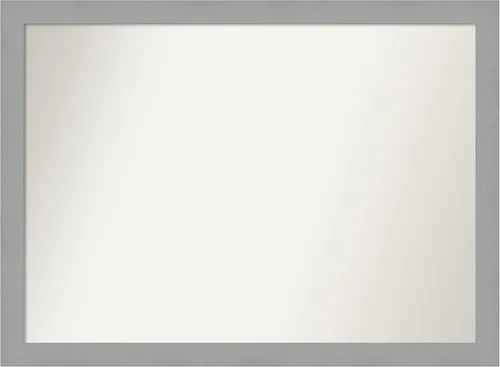 Vista 80 de Amanti Art Espejo de pared plateado de 27 x 21 pulgadas, espejo rectangular de baño de níquel cepillado para decoración de pared, sala de estar