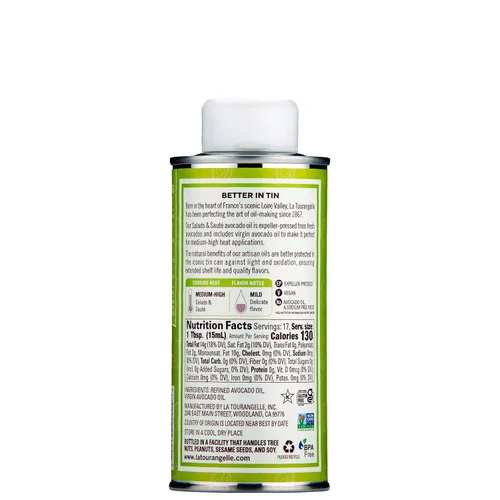 Vista 4 de La Tourangelle, Aceite de aguacate, hecho a mano con aguacates premium, ideal para cocinar, como sustituto de la mantequilla, y para piel y cabello