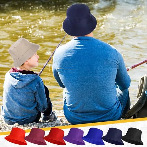 Vista 5 de Solid Bucket Hat Bulk Multicolor Hat Packable Fishing Hats Travel Bucket Hat Beach Fishing Cap for Women Men