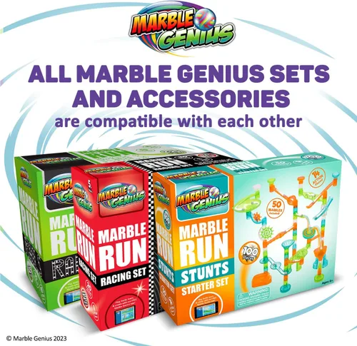 Vista 6 de Marble Genius Bases estables, juego de 4 piezas de accesorios de carrera de canicas para niños a partir de 4 años, divertido kit de complemento