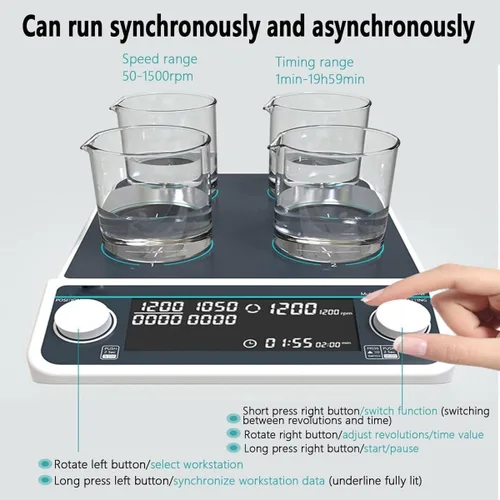 Vista 5 de 4P,Magnetic Stirrer with LED Display, Heated Magnetic Stirring Plate Laboratory Stirrer, Suitable for Research and School Laboratories