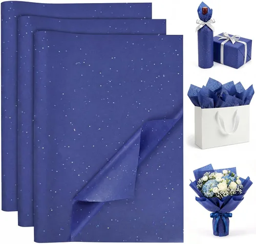 Vista 10 de Koogel 120 hojas de papel de seda, papel de seda blanco de 20 x 14 pulgadas para bolsas de regalo, envoltura de purpurina para cumpleaños, proyectos