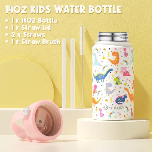 Vista 5 de Fimibuke Lonchera Bento para niños con 4 compartimentos, bolsa de almuerzo aislada, botella de agua aislada de acero inoxidable, paquete de hielo