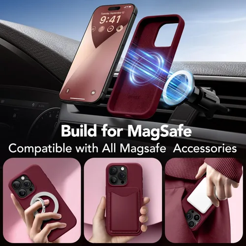 Vista 806 de GONEZ Funda magnética para iPhone 14, compatible con Magsafe, con protector de pantalla + protector de cámara, forro de microfibra antiarañazos