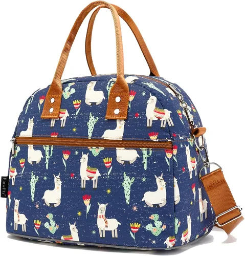 FlowFly Fiambrera térmica con correa de hombro y asas para mujer, hombre y niños, amplia y reutilizable, congelable, bolso organizador de alimentos