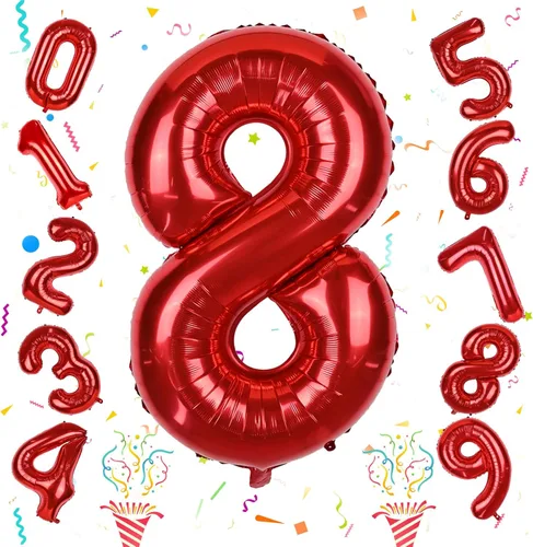 Vista 62 de Globos de Sirena Número 0 de 40 Pulgadas, Juego de Globos de Números Grandes Morado Verde Azulado Arcoíris 0-9, Globos de Números de Papel