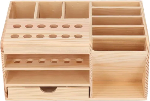 Vista 7 de Caja de herramientas de artesanía de madera, caja de piezas de herramientas clasificadas de madera sintética cepillo de almacenamiento organizador