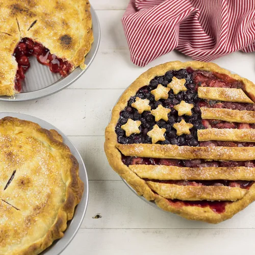 Vista 4 de USA Pan Bakeware Acero aluminizado Bandeja para tarta comercial, juego de 2, plateado