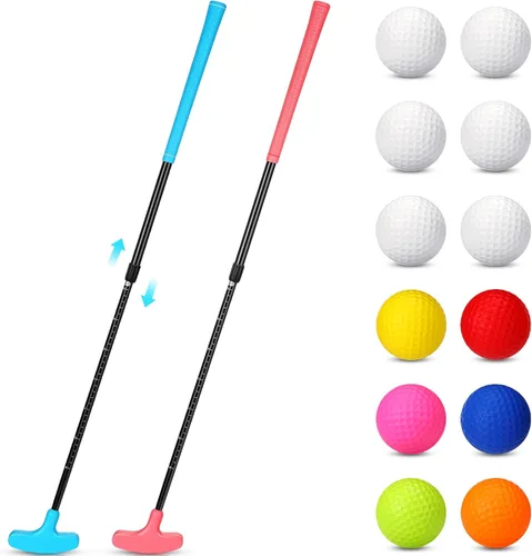 Hiboom Paquete de 4 Putters de Golf para Hombres y Mujeres Putter de Mini Golf de Dos Vías con 4 Pelotas Longitud Ajustable Putter para Niños a