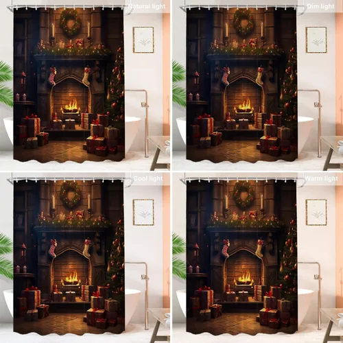 Vista 463 de Shrahala Father and Child Embracing No Hooks Shower Curtain with Snap in Liner Set, Tender Moment Captured Bathroom Décor Polyester Fiber Waterproof