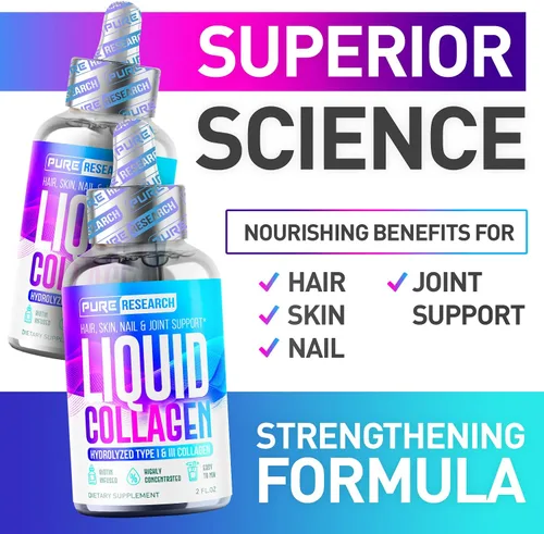 Vista 6 de Péptidos de colágeno líquido con biotina, soporte para el cabello, la piel, las uñas y las articulaciones, colágeno, biotina, gotas de absorción