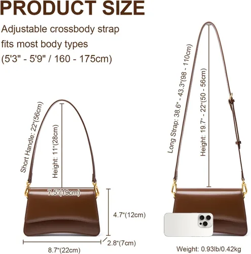 Vista 5 de Bolsos cruzados de cuero para mujer, monederos de cuero con correa ajustable, bolso ligero para mujer