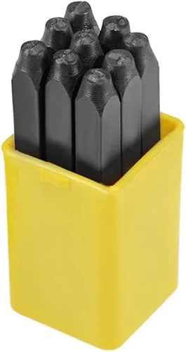 uxcell Juego de sellos metálicos de números, 1/8 "0.118 in, digital 0 a 9, juego de punzones de madera, cuero, acero, herramienta de perforación,