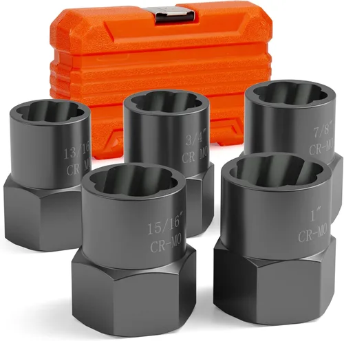 Kit de extractor de pernos de 5 piezas, resistente, herramienta de extracción de tuercas de impacto de 1/2 pulgada, juego de extractor de tuercas de