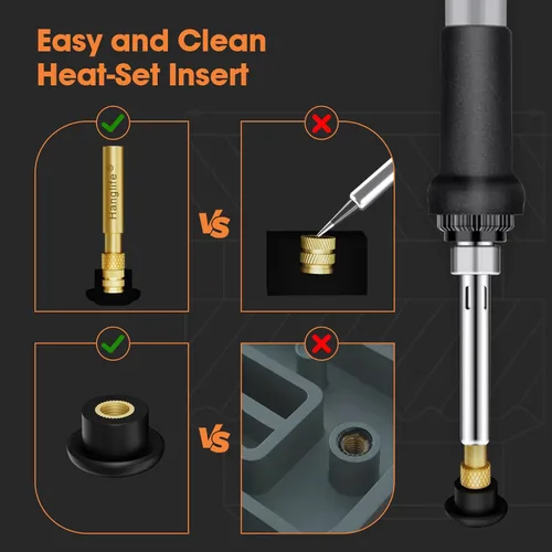 Vista 6 de Puntas de inserción termofijas para insertos roscados M2 M2.5 M3 M4 M5 M6 M8, puntas de soldadura compatibles con hierros Weller SP40NUS/Hakko