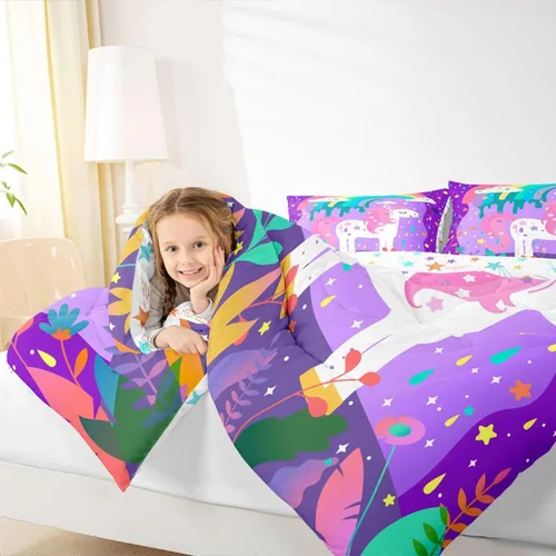 Vista 7 de Feelyou Lindo edredón de unicornio arcoíris tamaño individual, edredón de unicornio lindo para niñas pequeñas arco iris, estrella, galaxia