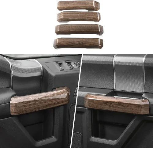 Vista 7 de Linskip Cubiertas de manija interior compatibles con Ford F150 2015 2016 2017 2018 2019 2020, cubierta de manija de puerta para accesorios Rojo