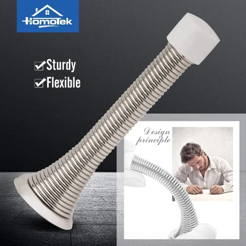 Vista 2 de HOMOTEK Paquete de 30 topes de puerta de resorte con parachoques de goma níquel satinado de 3-1/8 pulgadas, resorte flexible resistente, tope