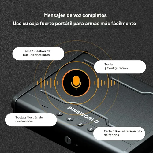 Vista 7 de PINEWORLD Caja fuerte para armas, caja de seguridad biométrica para pistola, caja fuerte para pistola con teclado retroiluminado de huellas