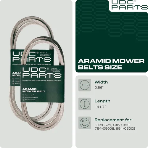 Vista 2 de UDC Parts GX21833 Cinturón de cubierta de cortadora para John Deere 48 Pulgadas D140 L130 L120 LA145 D160 E140 LA130 E170 D155 S170 E160 S140 Z255