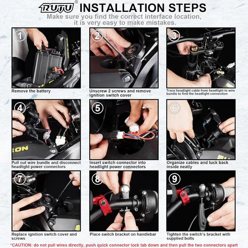 Vista 6 de Interruptor de encendido/apagado de faros delanteros para Surron Light Bee, interruptor de luz de manillar resistente al agua para accesorios