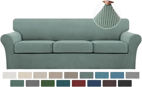 Vista 95 de Fundas de sofá de 4 piezas para sofá de 3 cojines, funda de sofá suave para perros, fundas de sofá lavables con 3 fundas de cojín individuales