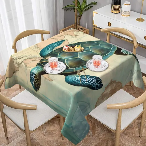 Vista 11 de Mantel cuadrado de 54 x 54 pulgadas, diseño de estrella de mar y conchas marinas, cielo azul, mantel de cocina de verano y océano, decorativo