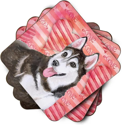 Vista 2 de Caroline 's Treasures bb9799fc Husky siberiano # 2 Love decorativa posavasos, multicolor