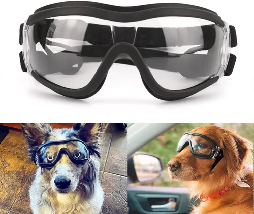 Vista 12 de Gafas de sol transparentes para perros NAMSAN y gafas de sol negras para perros de raza mediana a grande, 2 piezas, protección ocular para perros al