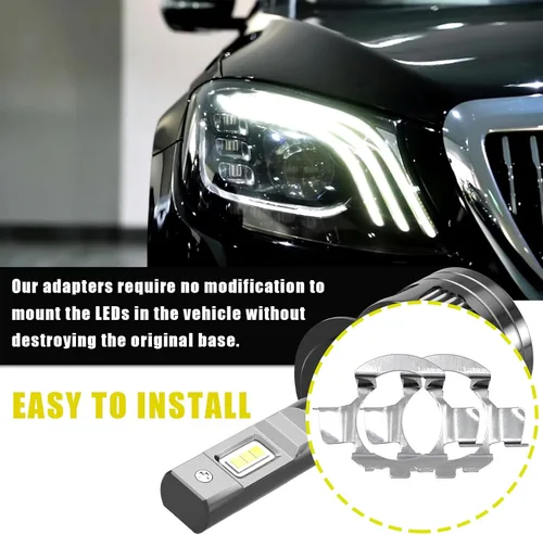 Vista 5 de Ziciner 1 Pair H7 LED Headlight Bulb Adapter, H7 LED Car Headlight Adapter Bulb Base Holder Socket Retainer, Auto Led Headlight Retainer Compatible