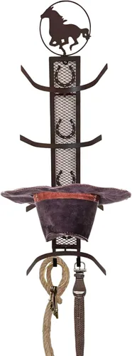 BestGiftEver Rústico Western Country Metal Horse 4 Cowboy Hat Rack Montado en la pared/sobre el tenedor de la puerta