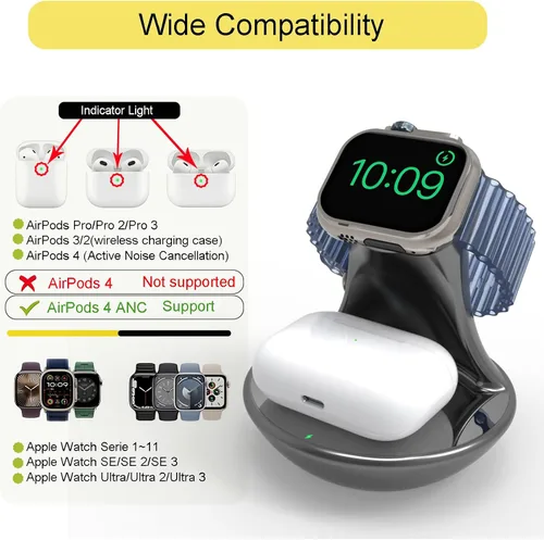 Vista 2 de Soporte de cargador para Apple Watch, base magnética de carga rápida compatible con iWatch Series 11/Ultra/SE/10/9/8/7/6/5, para Apple Watch