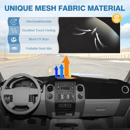 Vista 330 de FIILINES - Cubierta para tablero, accesorio para tablero de malla antideslizante, parasol sin reflejos y protector compatible con Toyota Tundra