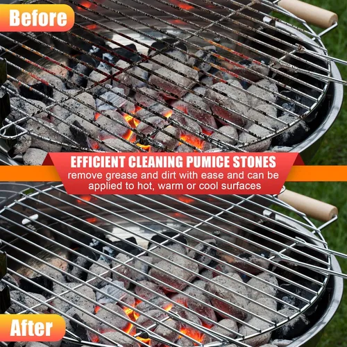 Vista 4 de Dunzy Paquete de 9 parrillas de limpieza de ladrillos con bloques de piedra pómez, limpiador de parrilla de limpieza de parrilla con mango
