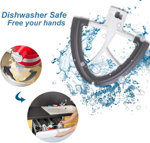 Vista 5 de Batidor de borde flexible para mezclador Kitchenaid, 4.5-5 cuartos de galón para accesorio de paleta de ayuda de cocina, se adapta a cabezal