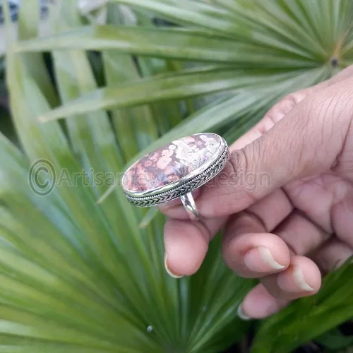 Vista 3 de Handmade Red Ocean Jasper Ring, 925 Silver Jewelry, Bohemian Statement Ring, Jasper Gemstone Ring, Healing Stone Ring, Unique Engagement Gift