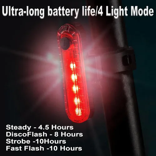 Vista 2 de Bike Tail Light 2 Pack - Bright USB Rechargeable Rear Bike Light - Easy Bicycle Tail Light Installation - Waterproof IP44,4 Modes LED Bike