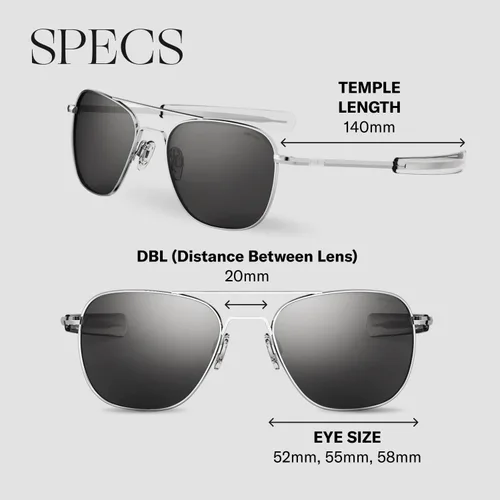 Vista 6 de Randolph Eyewear Aviator Sunglasses for Men & Women – Non-Polarized & Polarized Lenses Bright Chrome UV Protection Sunglasses